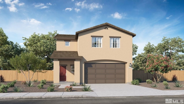 view of front of home with a garage