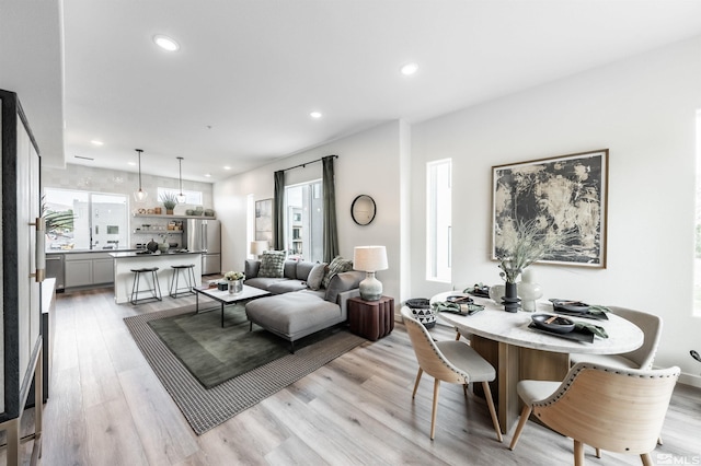 living room with light wood-type flooring