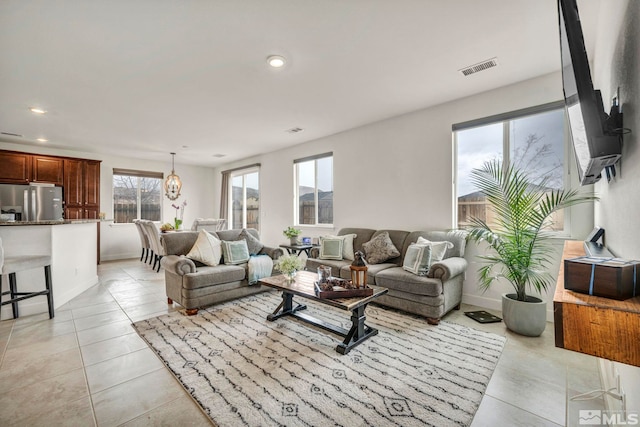 view of tiled living room