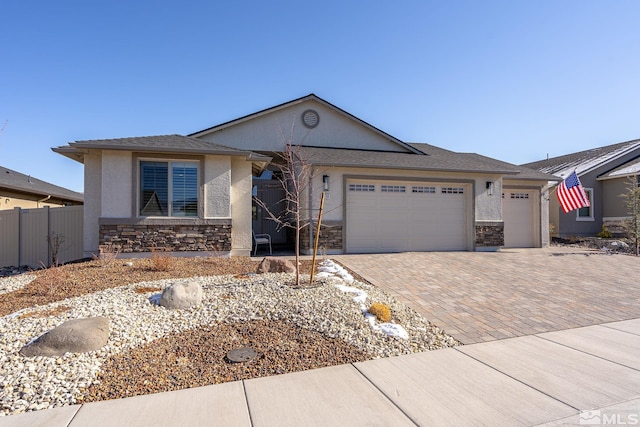 single story home with a garage