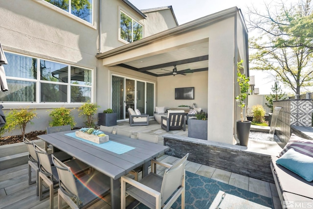 view of patio / terrace featuring outdoor lounge area and ceiling fan