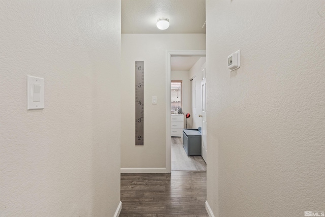 hallway with hardwood / wood-style floors