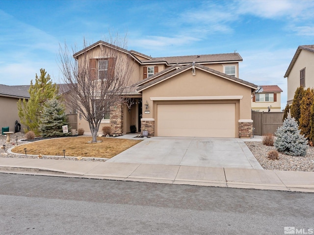 view of front of property with a garage