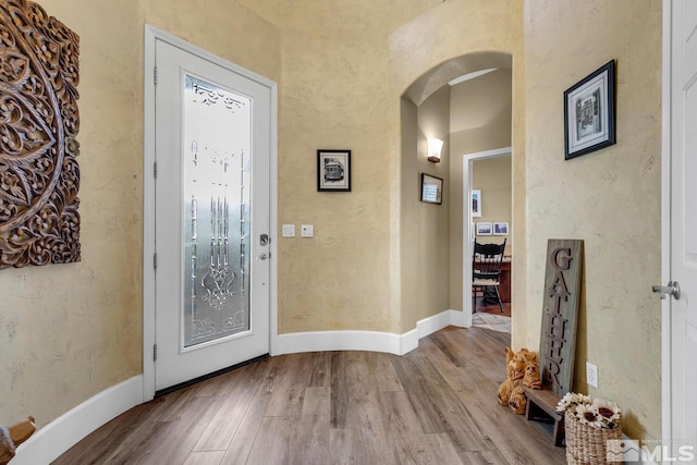 entrance foyer with light hardwood / wood-style flooring