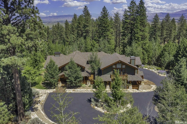 bird's eye view featuring a mountain view