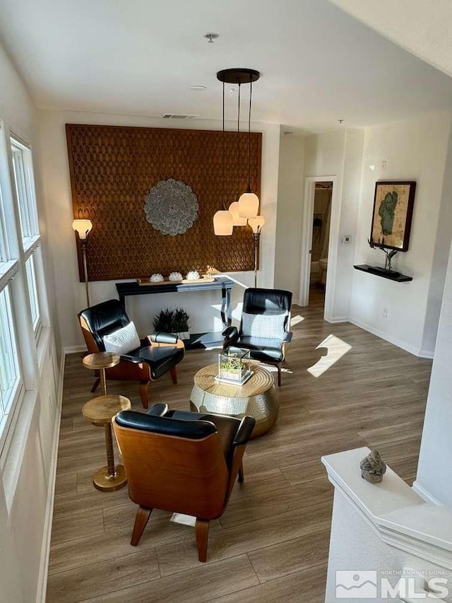 living room with hardwood / wood-style floors