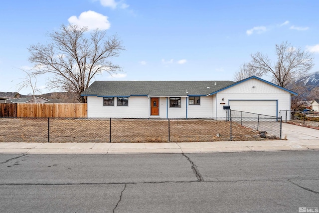 single story home with a garage