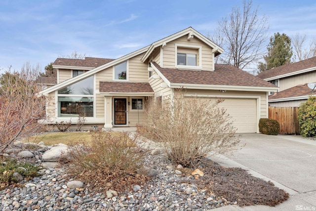 view of front of property with a garage