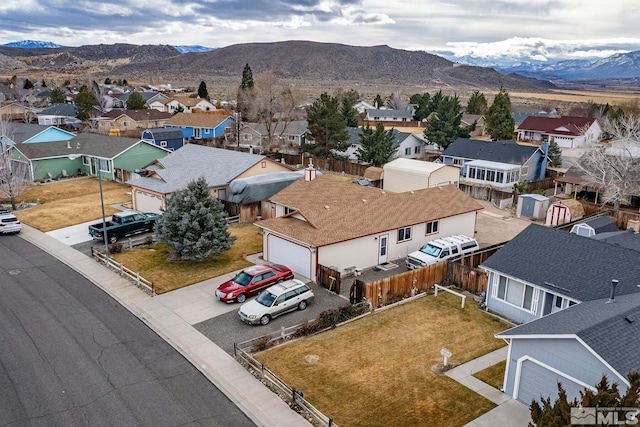 drone / aerial view with a mountain view