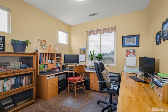 office featuring hardwood / wood-style flooring