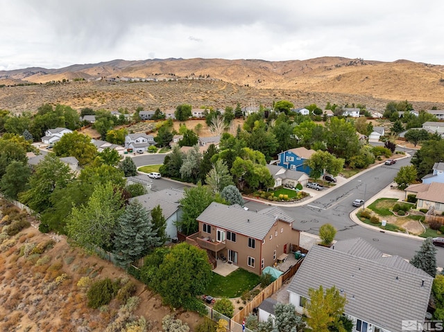 bird's eye view with a mountain view