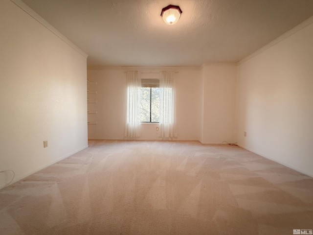 carpeted spare room with crown molding