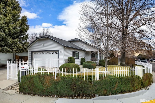 ranch-style home with a garage