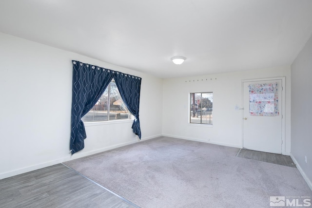 empty room featuring a wealth of natural light and wood-type flooring