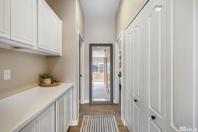 interior space with light hardwood / wood-style flooring