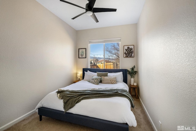 bedroom featuring carpet and ceiling fan