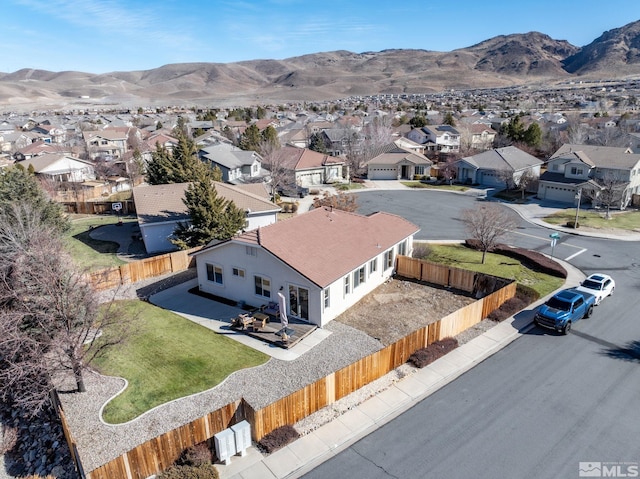 bird's eye view featuring a mountain view