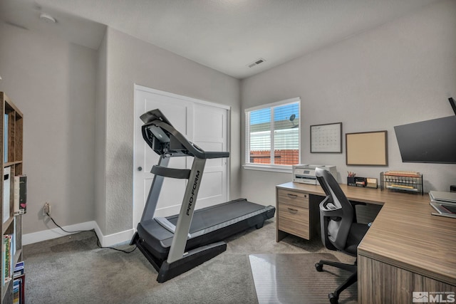 view of carpeted office space