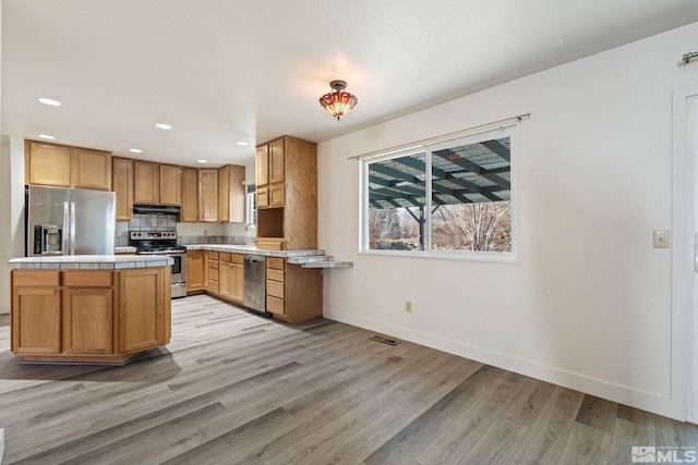 kitchen featuring sink, light wood-type flooring, and appliances with stainless steel finishes
