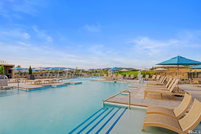 view of pool featuring a patio