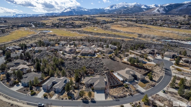 bird's eye view with a mountain view