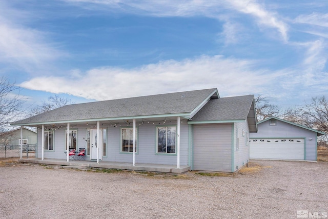 ranch-style home featuring covered porch