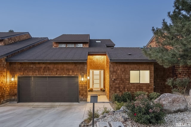 view of front of house with a garage