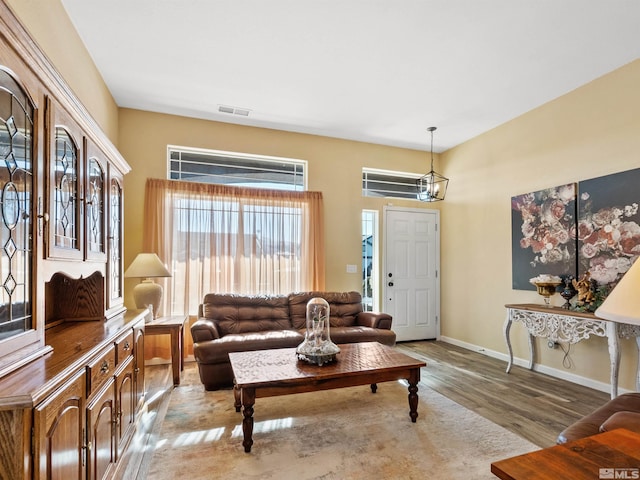 living room with wood-type flooring