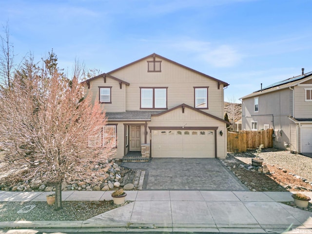 view of front property with a garage