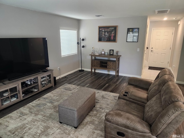 living room with wood-type flooring