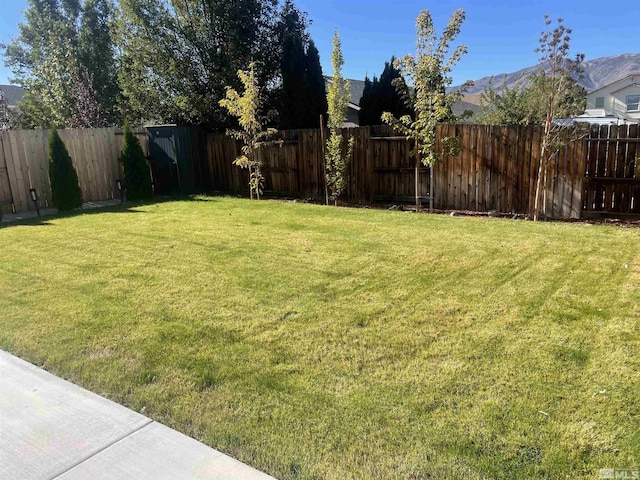 view of yard with a mountain view