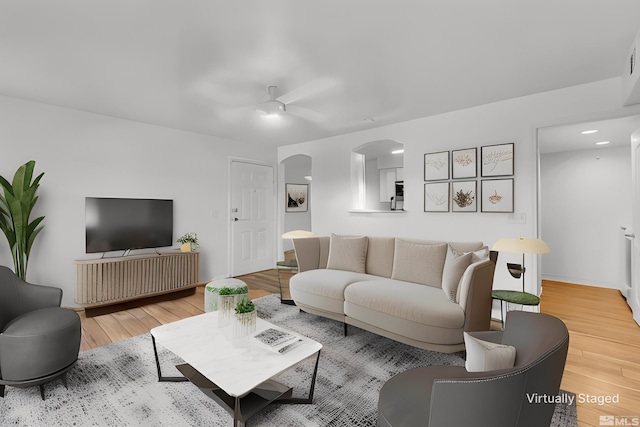 living room with hardwood / wood-style floors