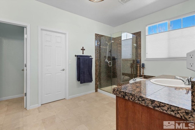 bathroom with shower with separate bathtub and sink