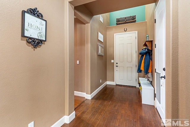 interior space with dark hardwood / wood-style floors