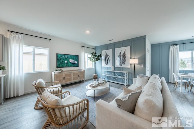 living room featuring light hardwood / wood-style floors