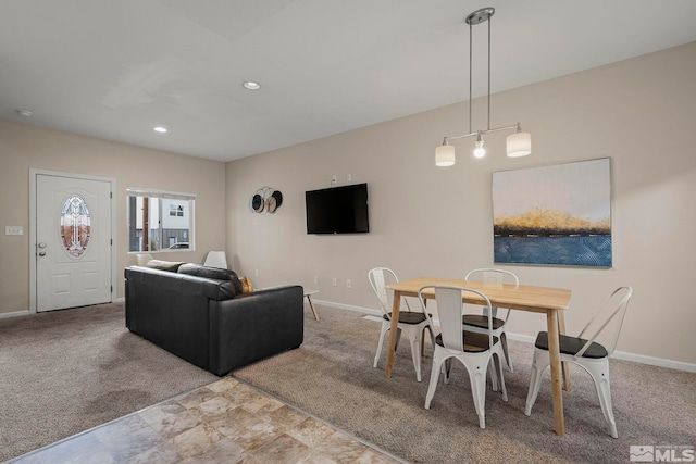 living room with light carpet