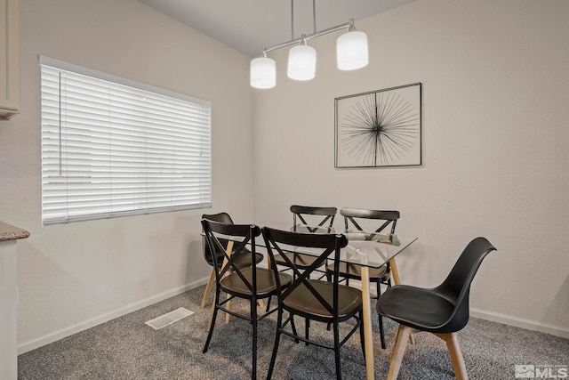 view of carpeted dining room