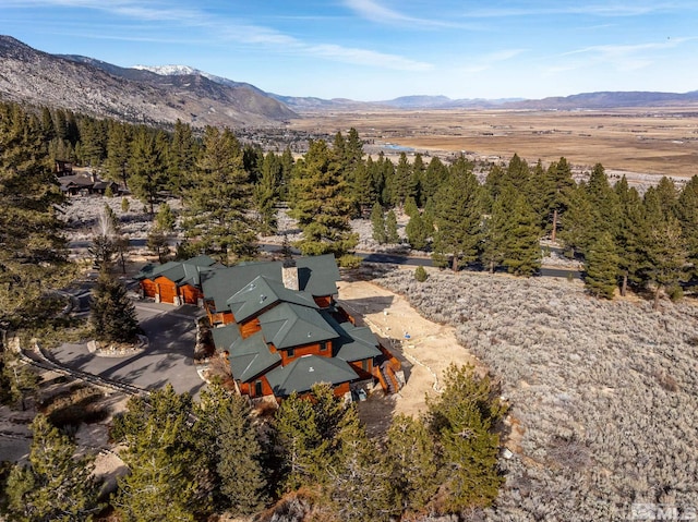 drone / aerial view with a mountain view