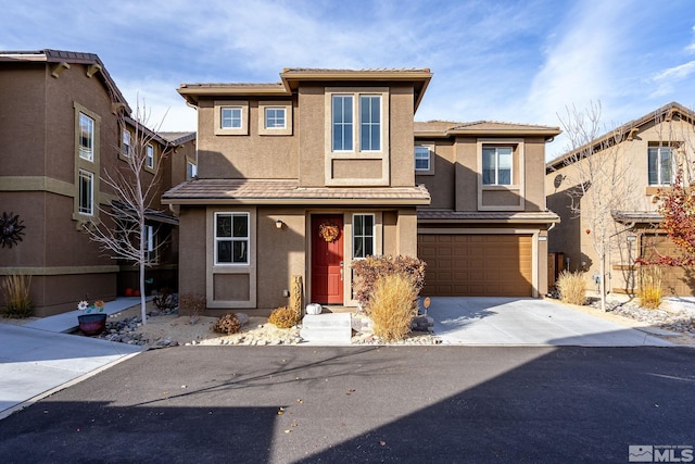 view of property featuring a garage