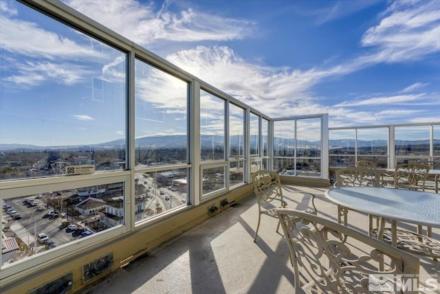 balcony with a mountain view