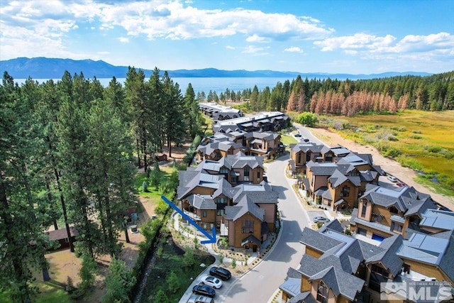 birds eye view of property featuring a mountain view