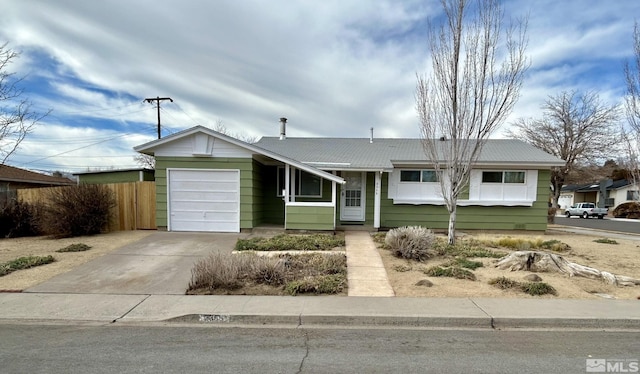 single story home with a garage