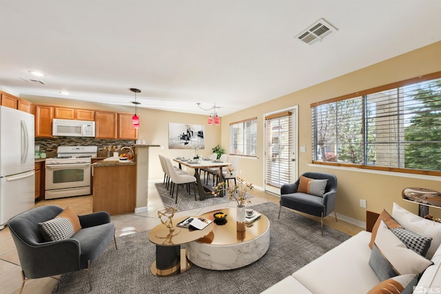 view of tiled living room