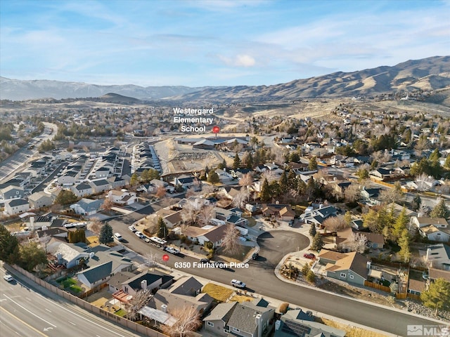 aerial view with a mountain view