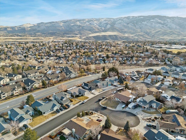 bird's eye view with a mountain view