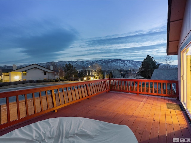 deck with a mountain view