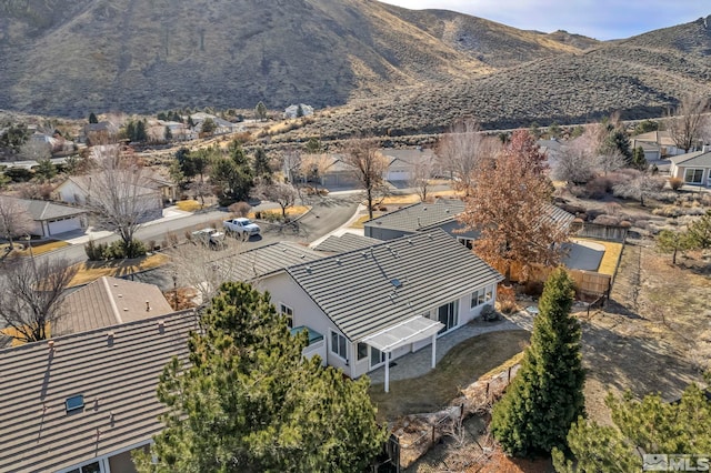 drone / aerial view with a mountain view