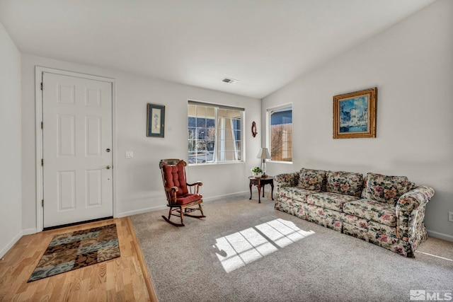 living room with hardwood / wood-style flooring