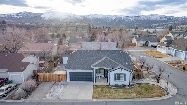 bird's eye view with a mountain view