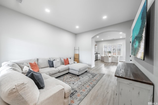 living room with hardwood / wood-style flooring